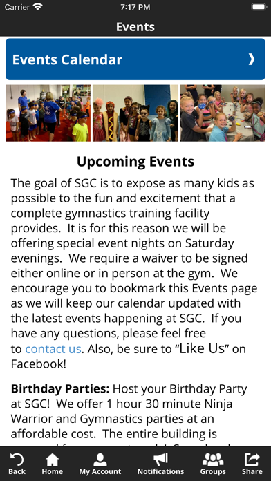 Springfield Gymnastics Center Screenshot