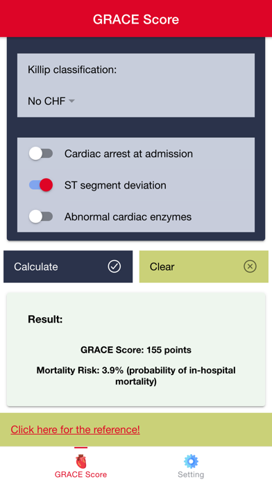 GRACE Risk Score Screenshot