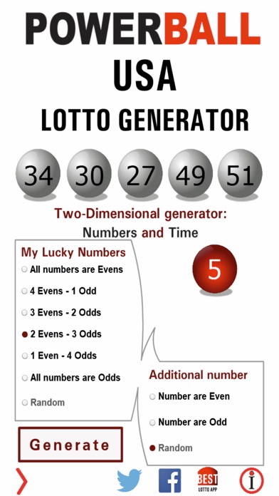 Powerball USA Lotto Generator Screenshot