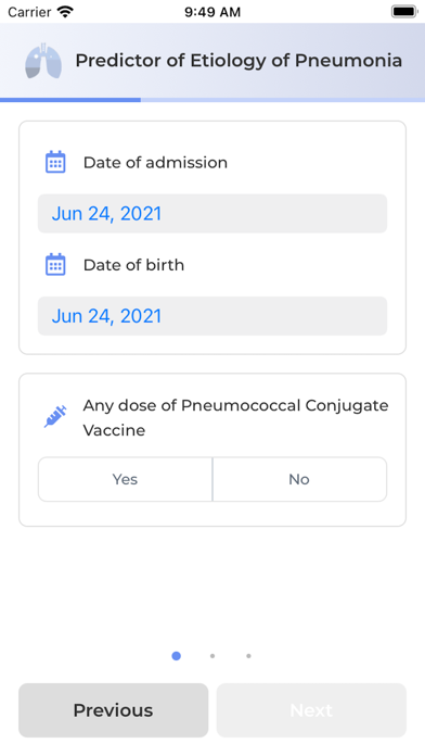 Pneumonia Etiology Predictor ® Screenshot