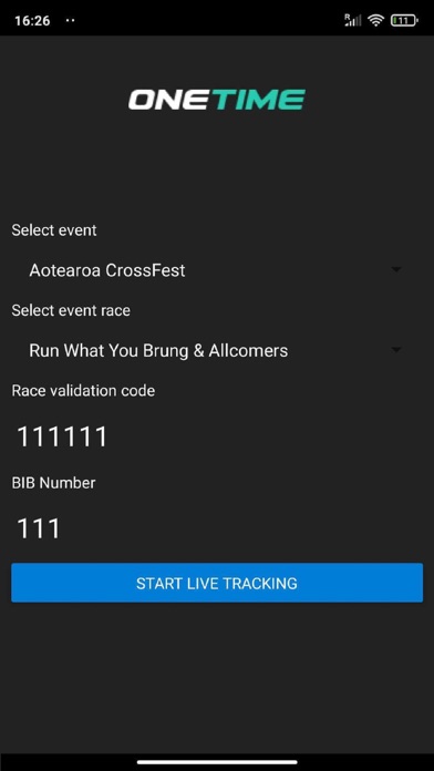 OneTime Tracking Screenshot