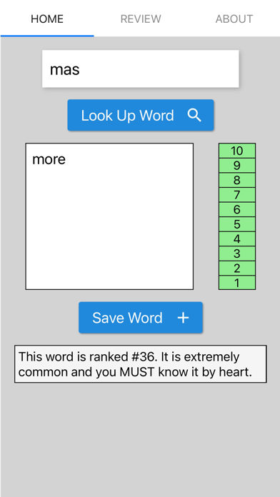Spanish Frequency Dictionary Screenshot