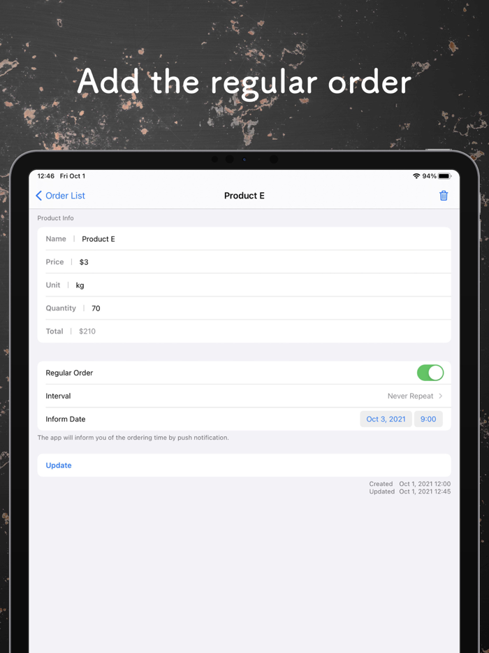 Order List - works with Mail