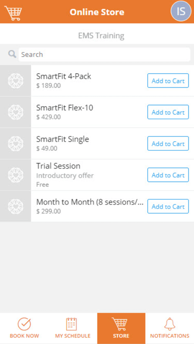 SmartFit EMS Training Screenshot