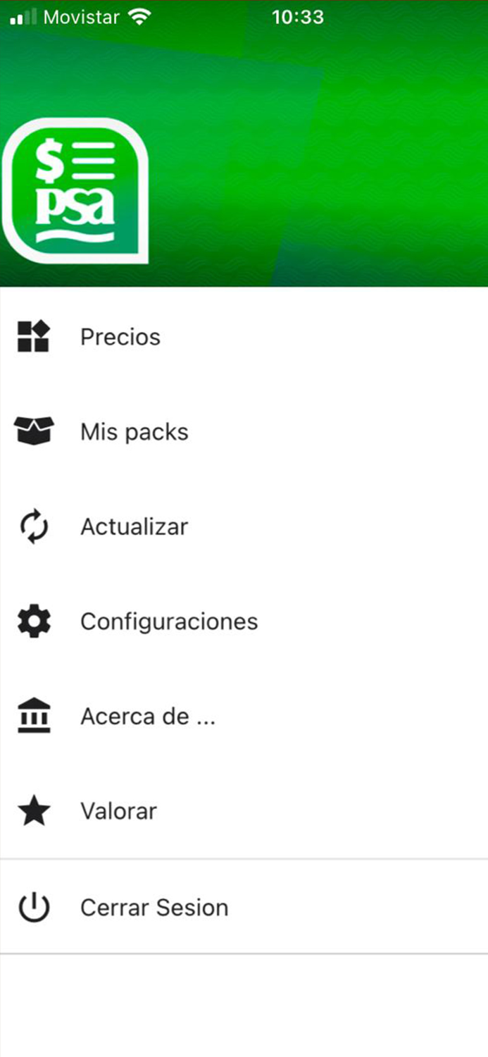 Lista de precios PSA