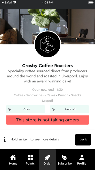 Crosby Coffee Screenshot
