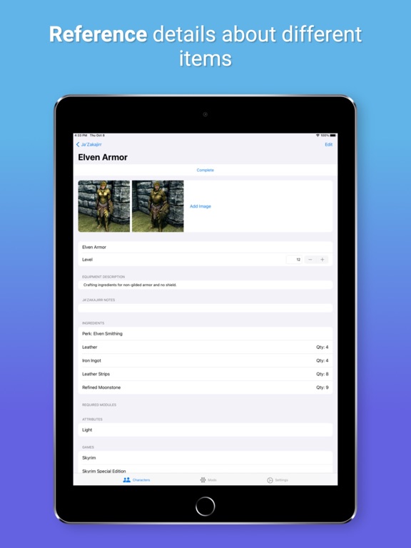 Screenshot #6 pour Character Tracker for Skyrim