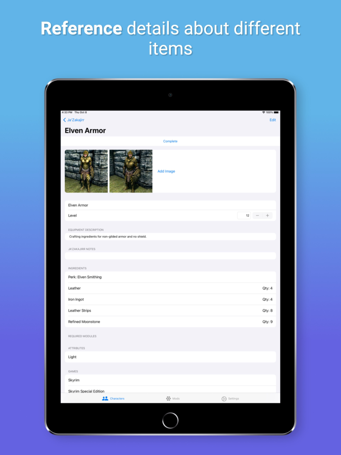 Character Tracker for Skyrim