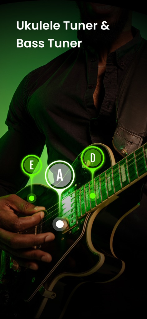 Guitar Tuner - GuitarTunio - The app offers versatile tuning capabilities, featuring distinct note indicators and broad instrument compatibility.