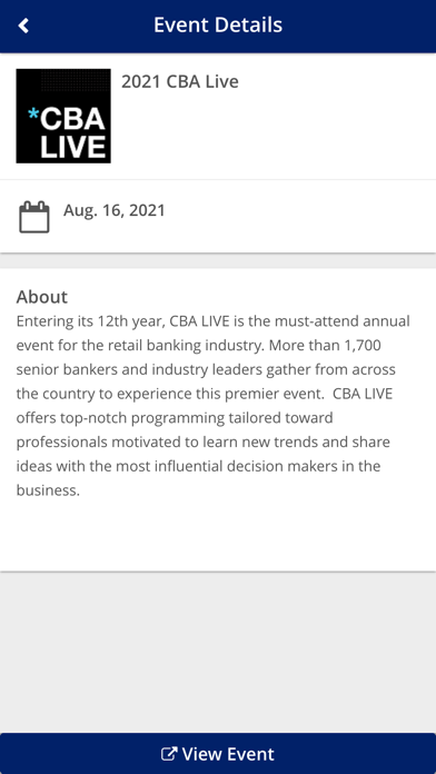 CBA Event App Screenshot