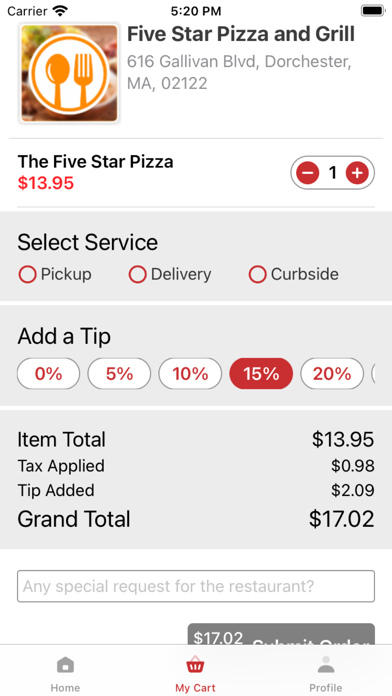 Five Star Pizza and Grill Screenshot