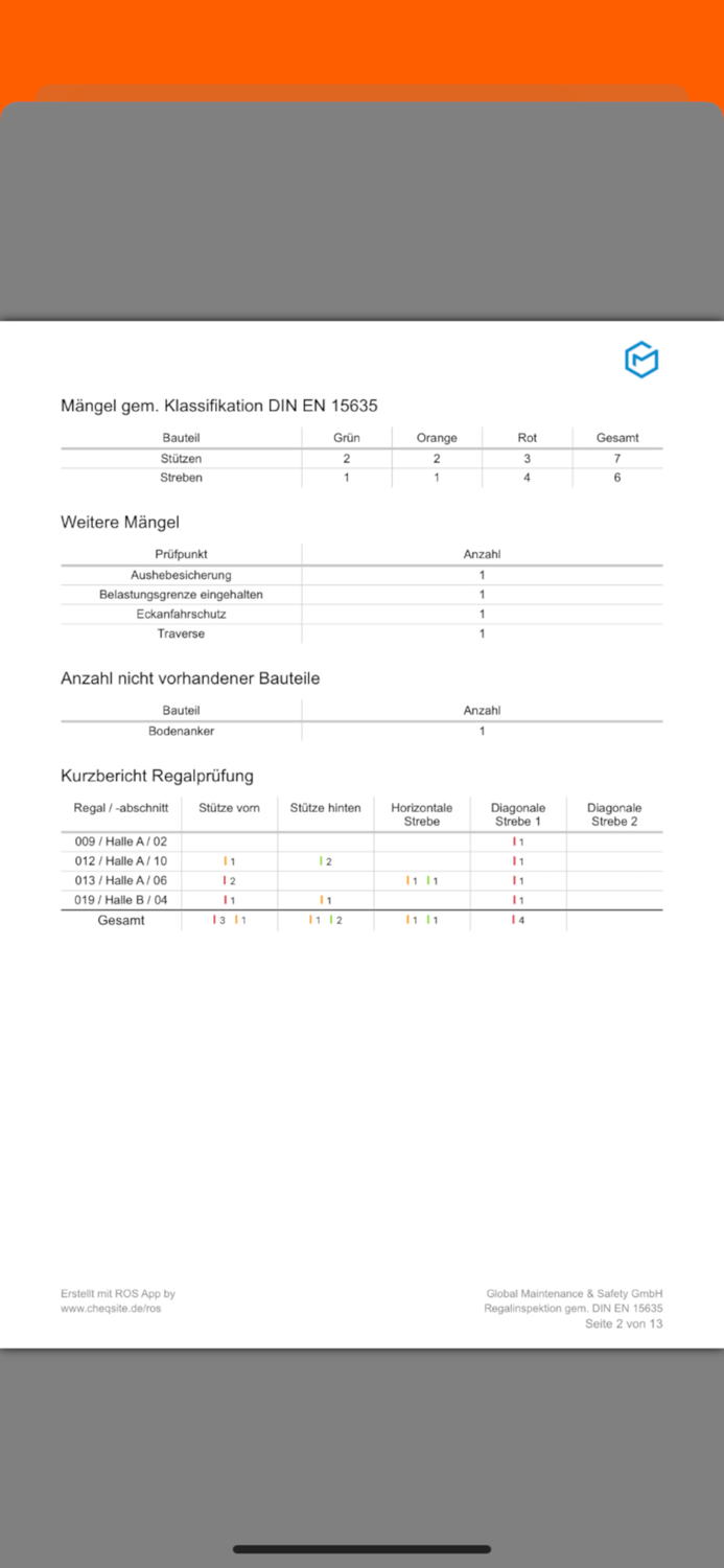 Regalprüfer ROS DIN EN 15635