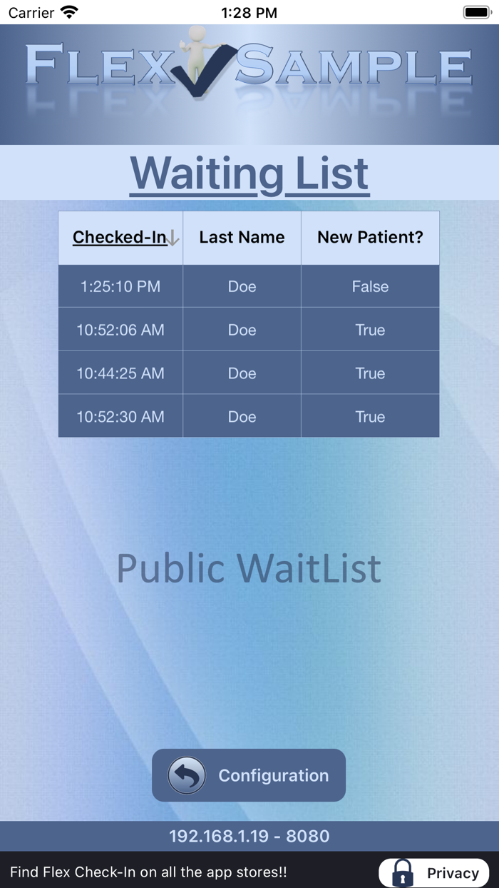 Flex Check-In WaitList