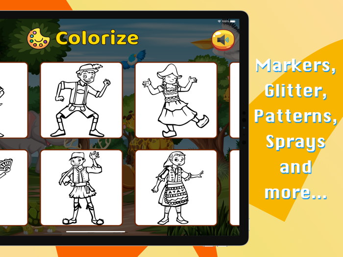 Kids Coloring Book. Draw on go