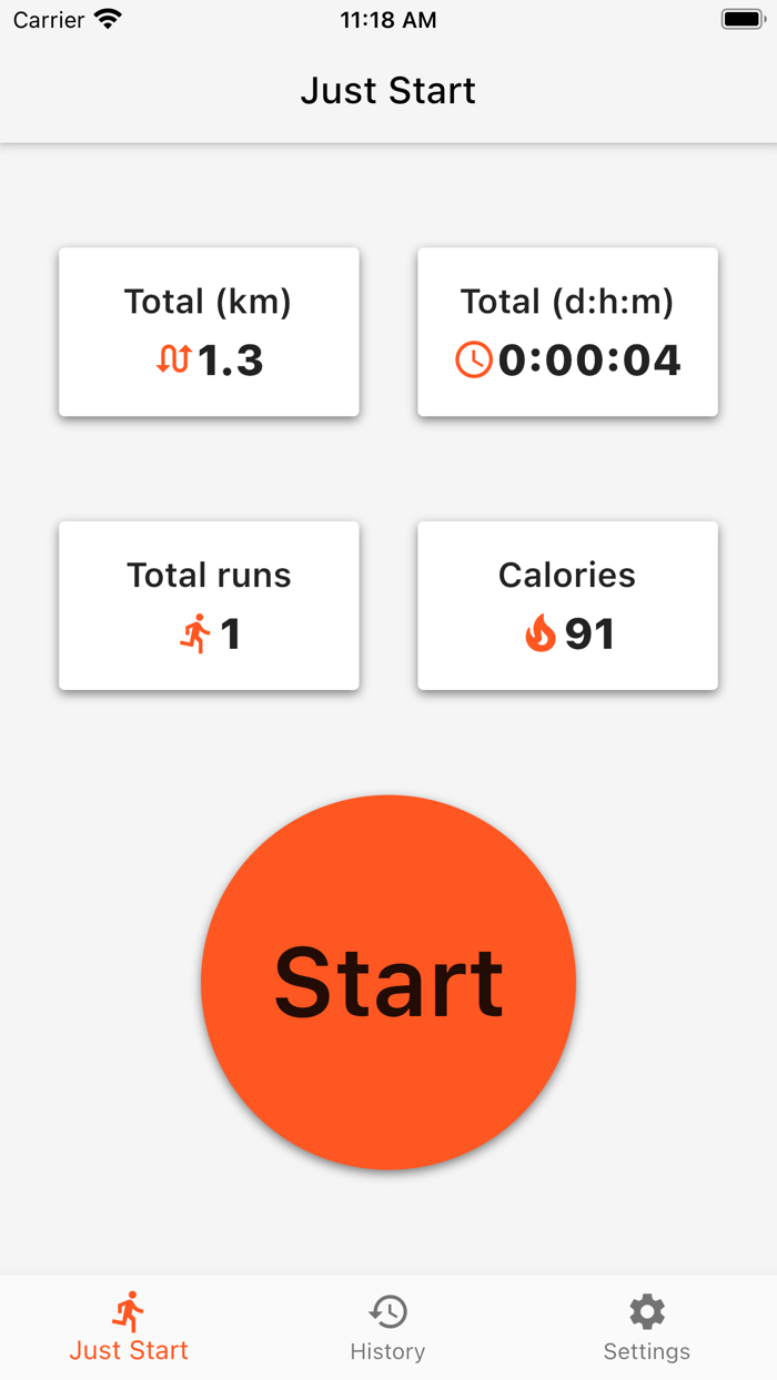 JustStart - running record gps