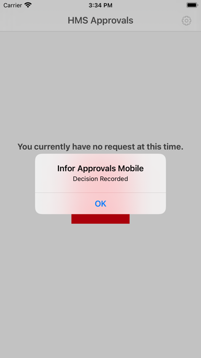 Infor HMS Approval Screenshot