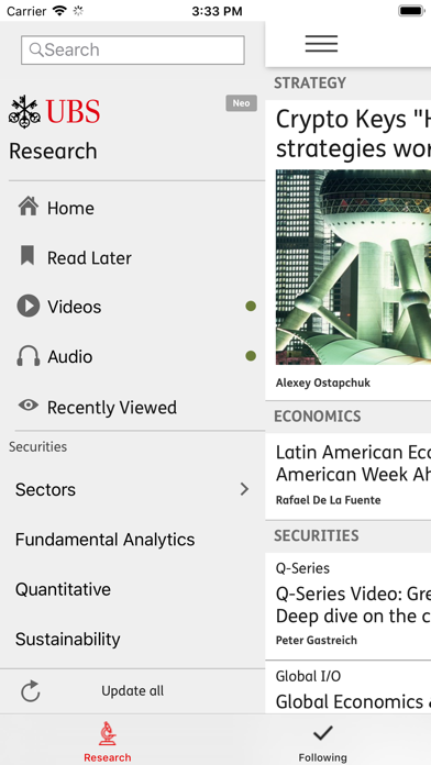 UBS Neo Research Screenshot
