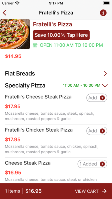 Fratelli's Pizza - Restaurant Screenshot
