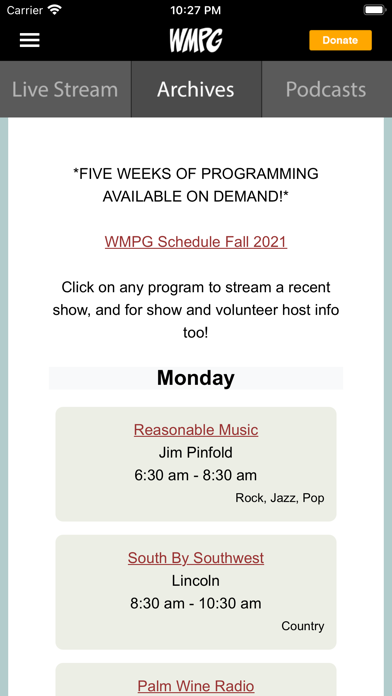 WMPG Community Radio Screenshot