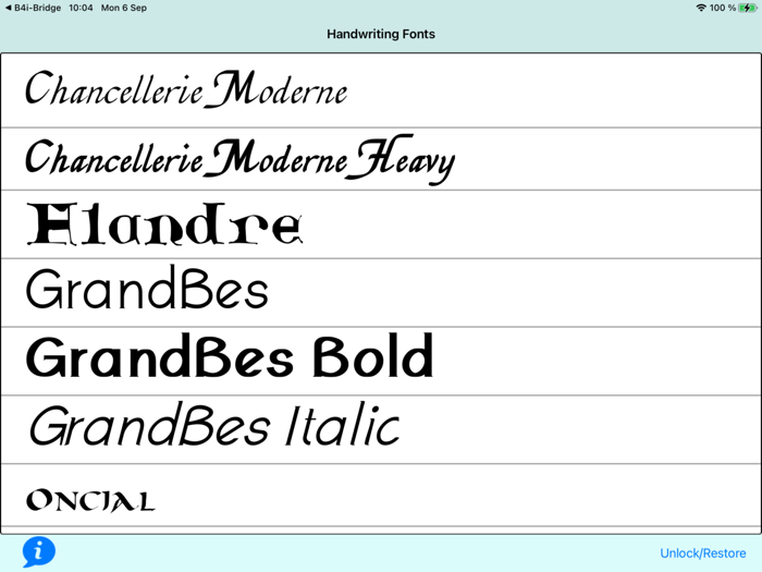 Calligraphic Fonts Mobile