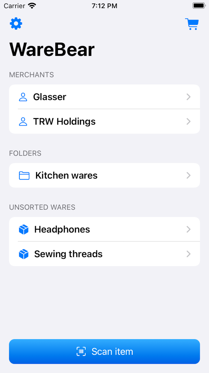 WareBear Manage the warehouse