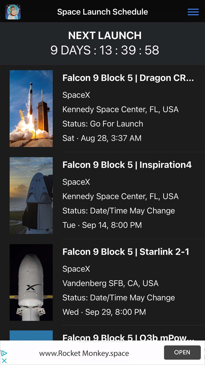 Space Launch Schedule