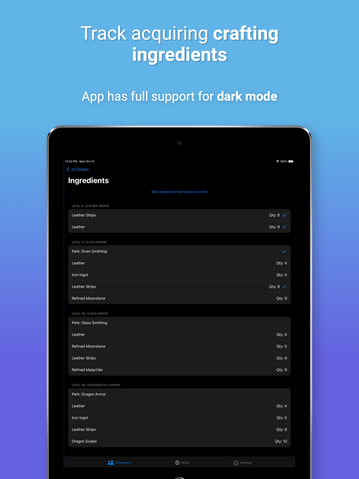 Character Tracker for Skyrim