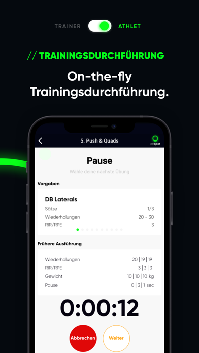 onspot Trainer / Athlet App Screenshot