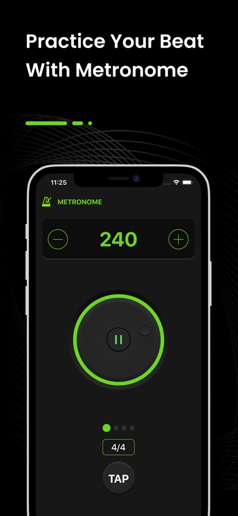 Guitar Tuner - GuitarTunio - Enhance rhythm with the built-in metronome, offering adjustable tempo controls and a visual beat indicator.