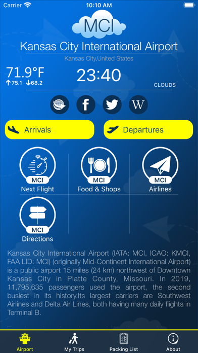 Kansas City Airport MCI +Radar Screenshot