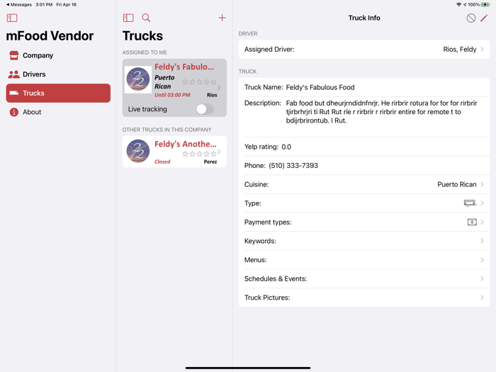 mFood™ - Food Truck Vendor App