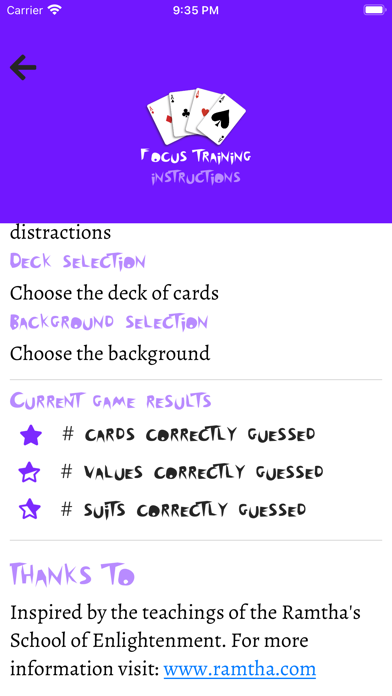Focus Training w Playing Cards Screenshot