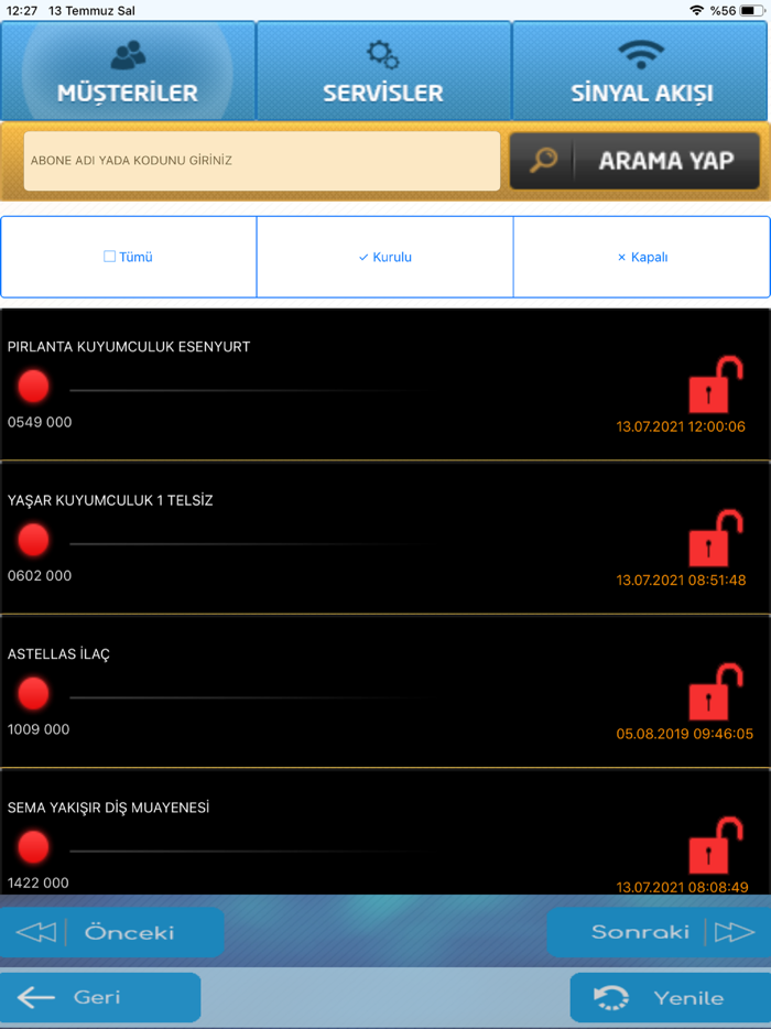 AKM ALARM SİNYAL TAKİBİ