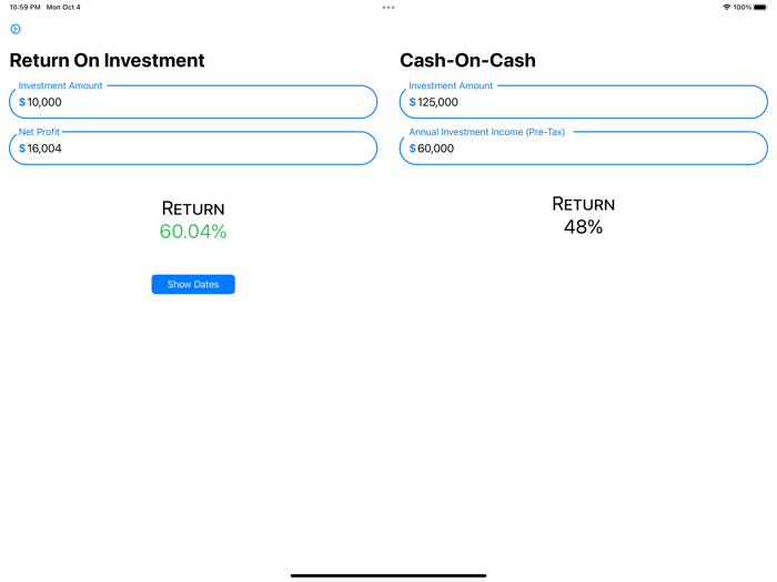 ROI Calculator Cash Evaluation