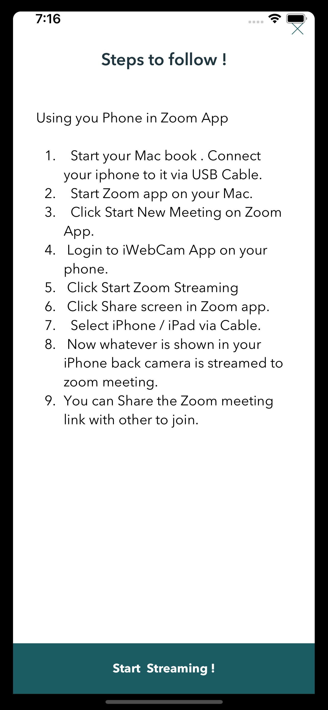 iWebCamPro : Phone to WebCam