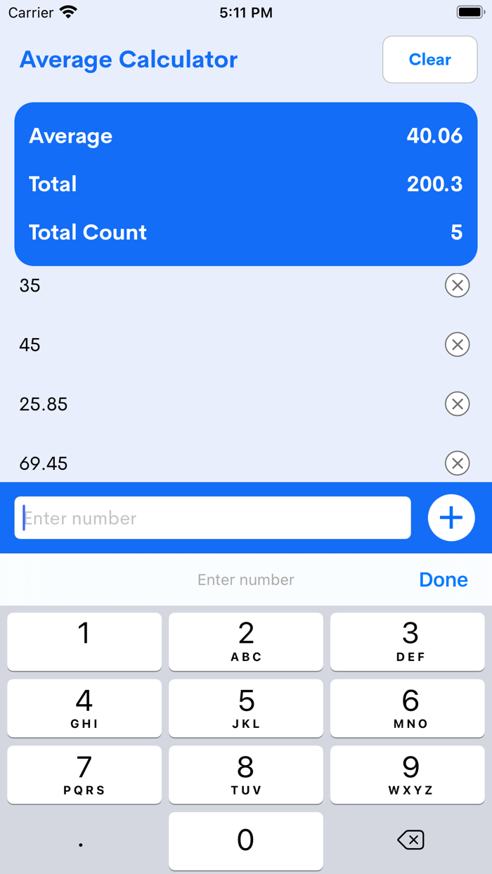 Quick Average Calculator