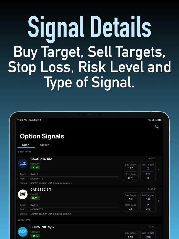 Trade Signals - Stocks Options