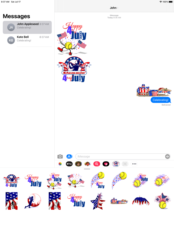 Screenshot #4 pour Softball 4th of July Stickers