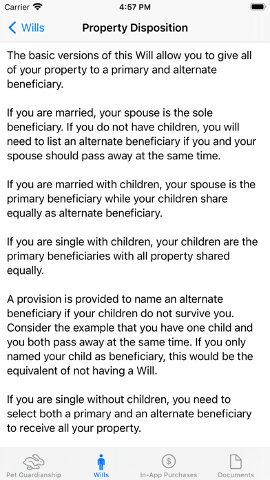 Pet Estate Plan Screenshot