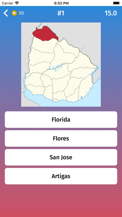 Uruguay: Departments Map Quiz Screenshot