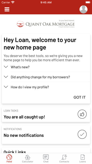 Quaint Oak Mortgage Screenshot