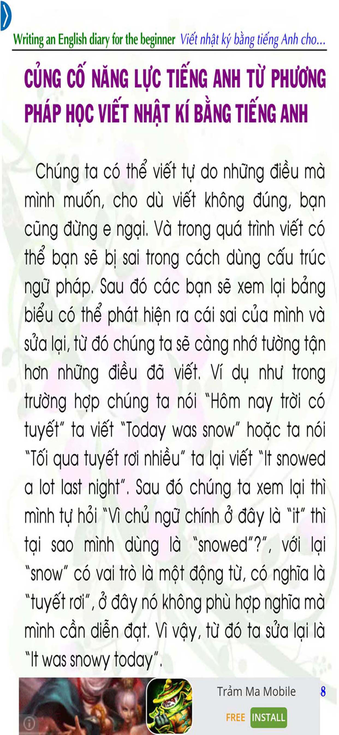 Viết nhật ký bằng tiếng Anh