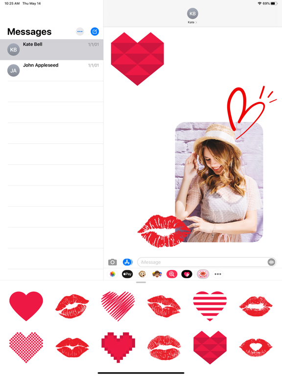 Screenshot #2 for Heart and Kiss Stickers