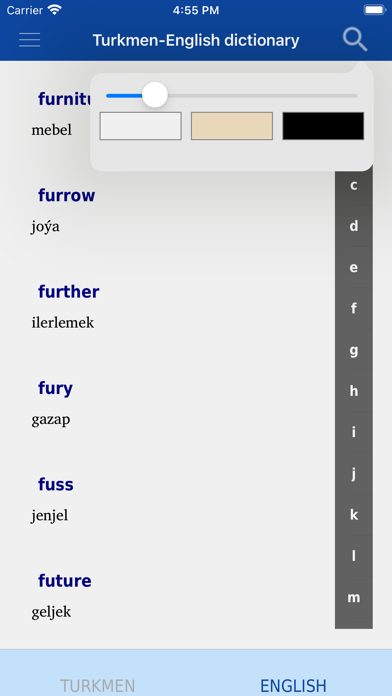 Turkmen-English Dictionary Screenshot