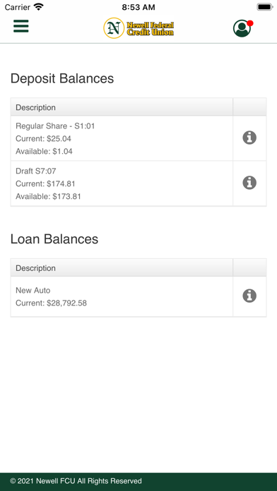 Newell FCU Mobile Screenshot