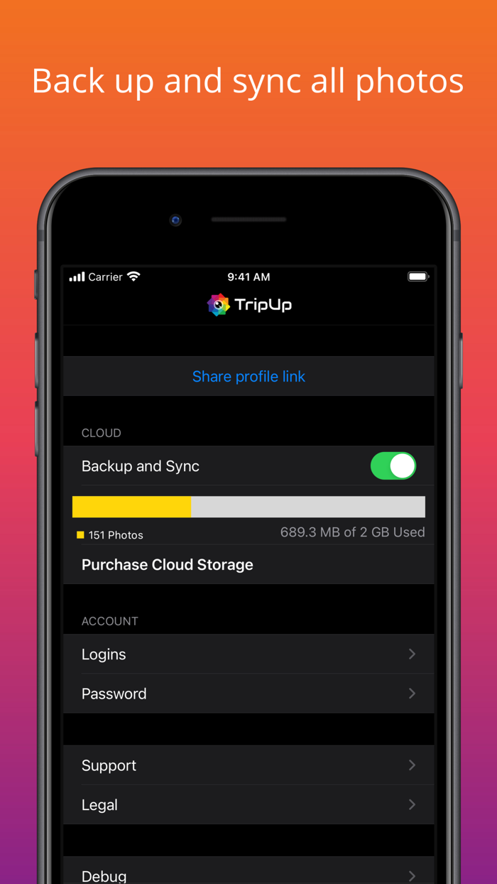 TripUp – Private Photo Storage