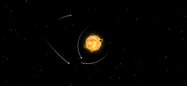 ‎Planeta Grawitacja — zrzut ekranu z symulacją orbity