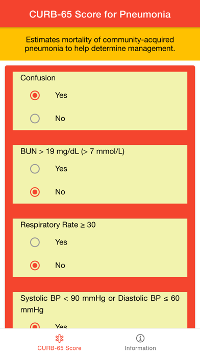 CURB-65 Score for Pneumonia Screenshot