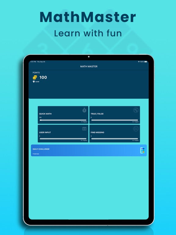 Math Master - Learn With Fun iPad screenshot