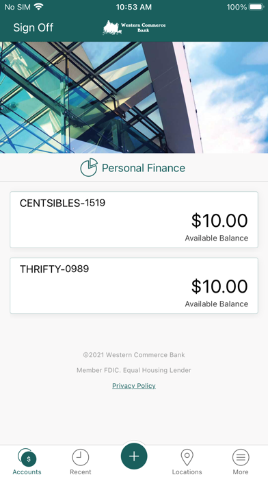 Western Commerce Bank Screenshot